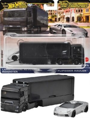 Set Transportor Flipsider Hauler cu Lamborghini Reventon Roadster - 1/64 Hot Wheels