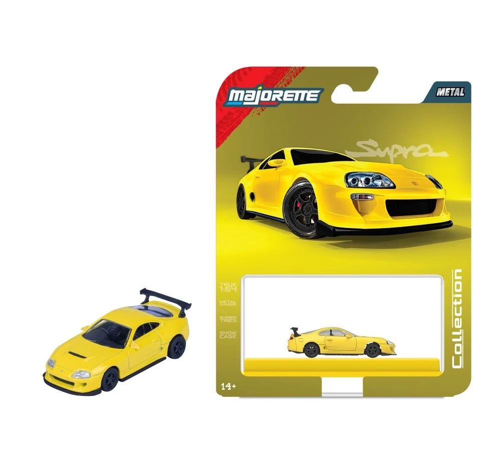 Toyota Supra 1995 galbena cu vitrina plexiglass - 1/64 Majorette