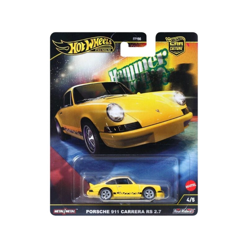 Masinuta metalica Porsche 911 Carrera RS 2.7 galben - 1/64 HW Premium