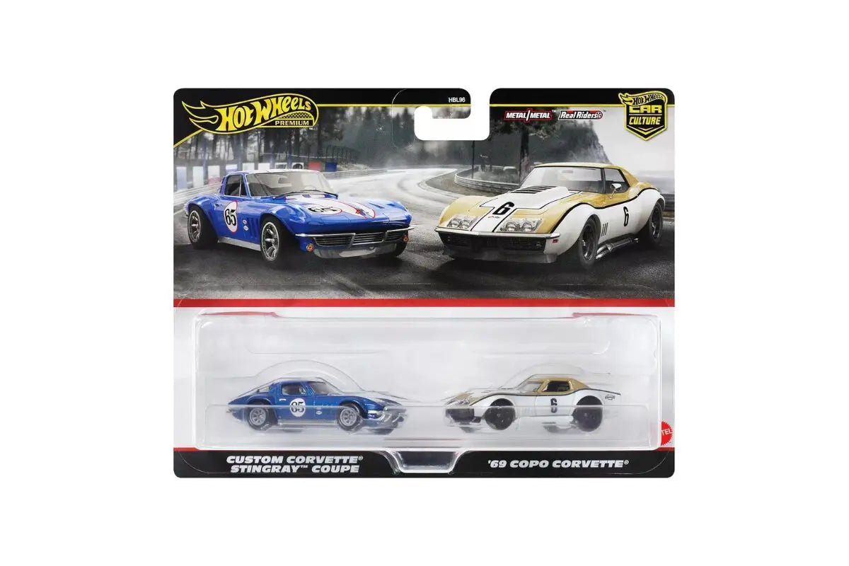 Set 2 machete Custom Corvette Stingray Coupe si Copo Corvette 1969 - 1/64 Hot Wheels Premium