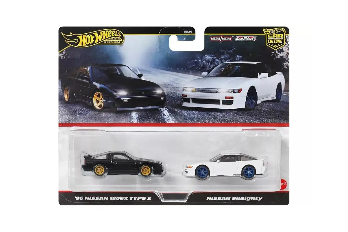 Set 2 masinute Nissan 180SX Type X 1996 si Nissan SilEighty - 1/64 Hot Wheels Premium