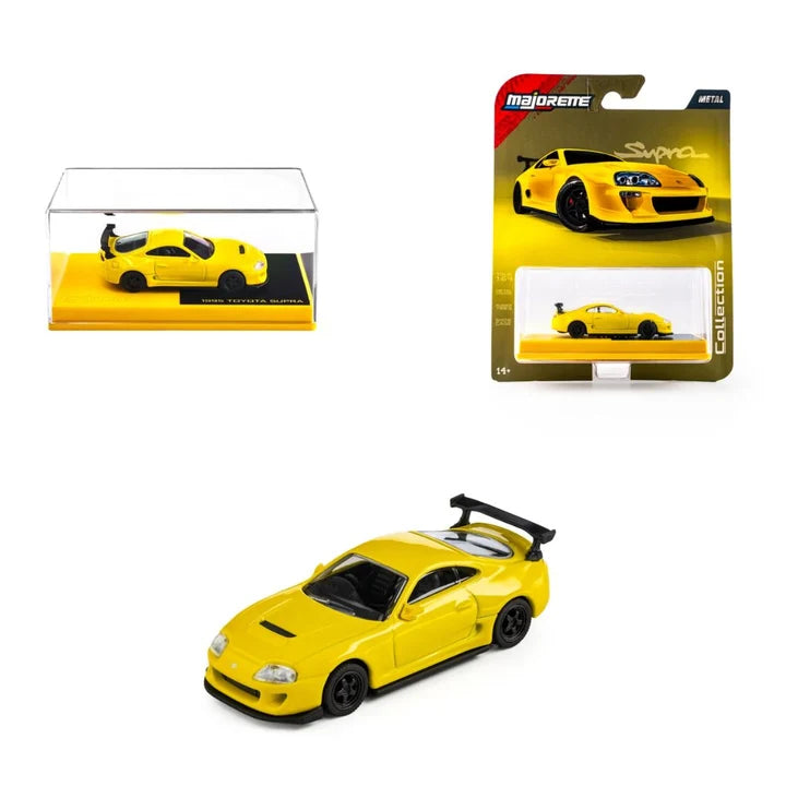 Toyota Supra 1995 galbena cu vitrina plexiglass - 1/64 Majorette