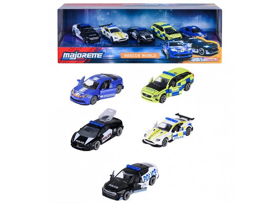Set 5 masinute metalice Police Rescue World - 1/64 Majorette