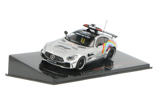 Mercedes-Benz AMG GT-R Safety Car 2020 gri/curcubeu cu vitrina plexiglass - 1/43 Ixo Models
