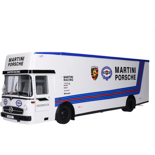 Mercedes-Benz O 317 Renntransporter Porsche Martini Racing - 1/18 Schuco