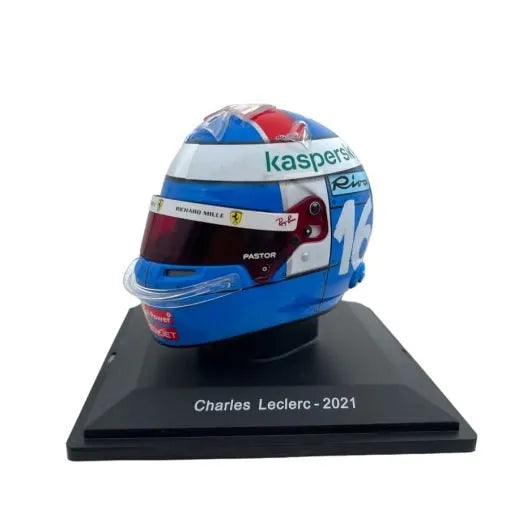 Casca Charles Leclerc Scuderia Ferrari #16 Monaco GP 2021 cu vitrina plexiglass - 1/5 Spark