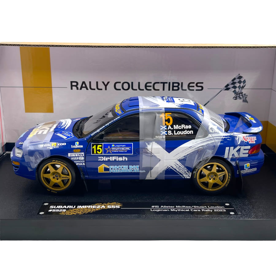 Subaru Impreza 555 #15 Alister McRae/Stuart Loudon Logiman Mythical Cars Rally 2023 - 1/18 Sun Star