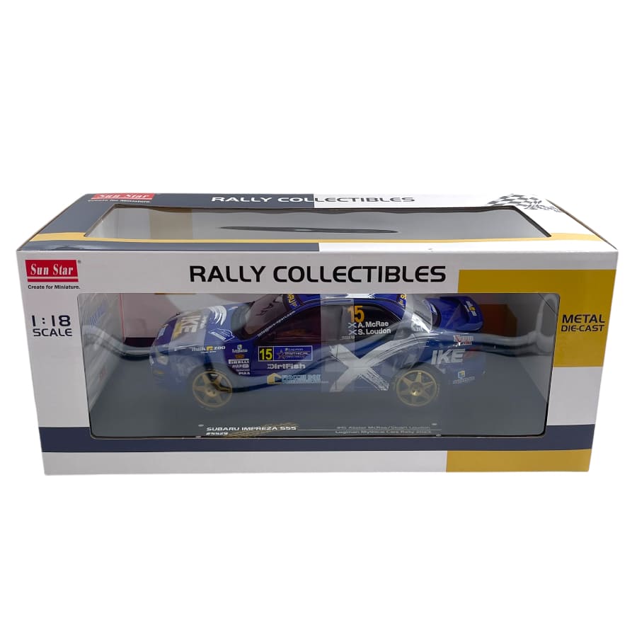 Subaru Impreza 555 #15 Alister McRae/Stuart Loudon Logiman Mythical Cars Rally 2023 - 1/18 Sun Star