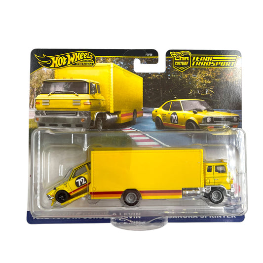 Set Transportor Sakura Sprinter cu masinuta Toyota Corolla Levin 1972 - 1/64 Hot Wheels Premium