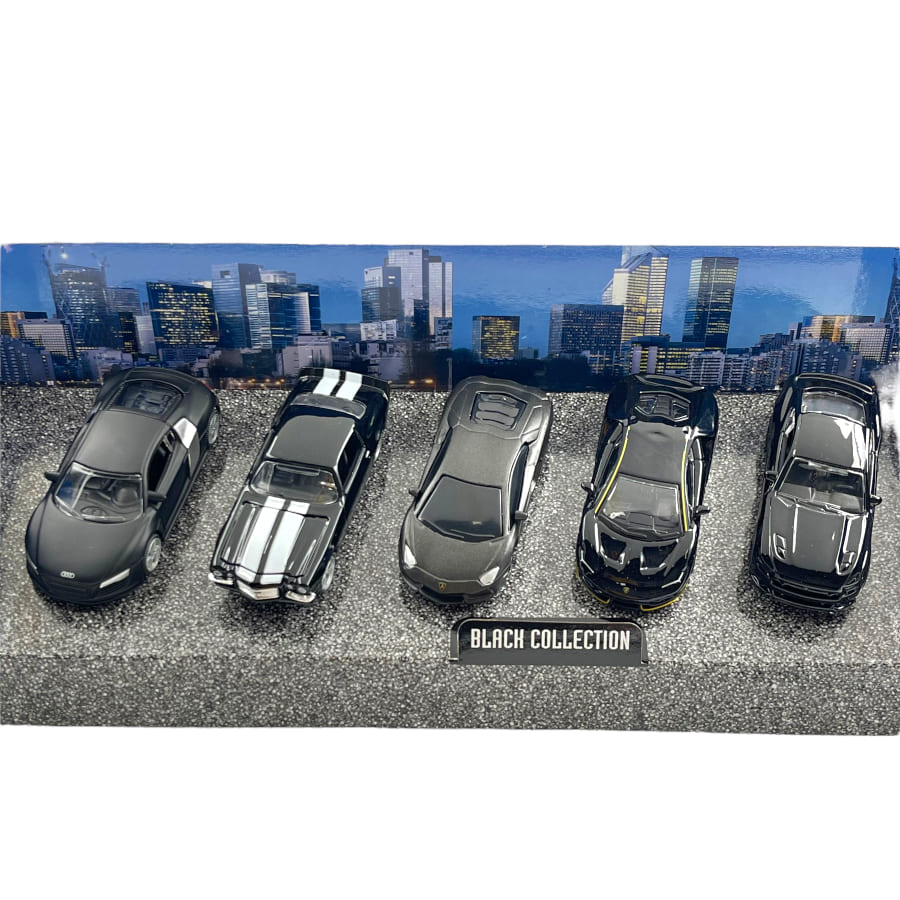 Set 5 masinute metalice Black Edition - 1/64 Bburago