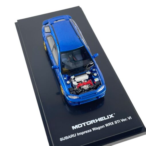 Subaru Impreza Wagon WRX Sti Ver. VI Customized World Rally blue mica w/carbon fiber Bonnet - 1/64 Motorhelix