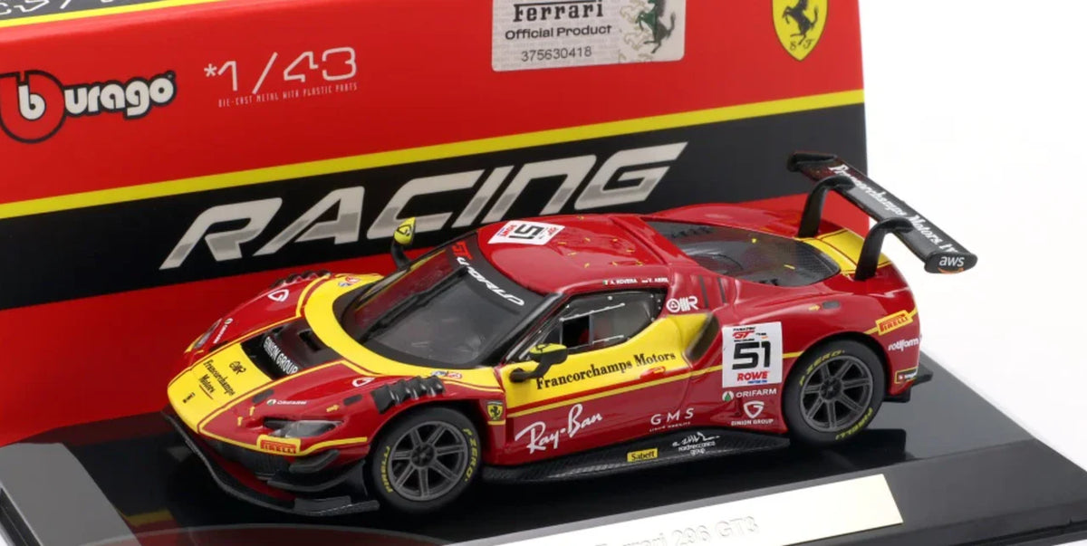 Ferrari 296 GT3 #51 cu vitrina plexiglass - 1/43 Bburago