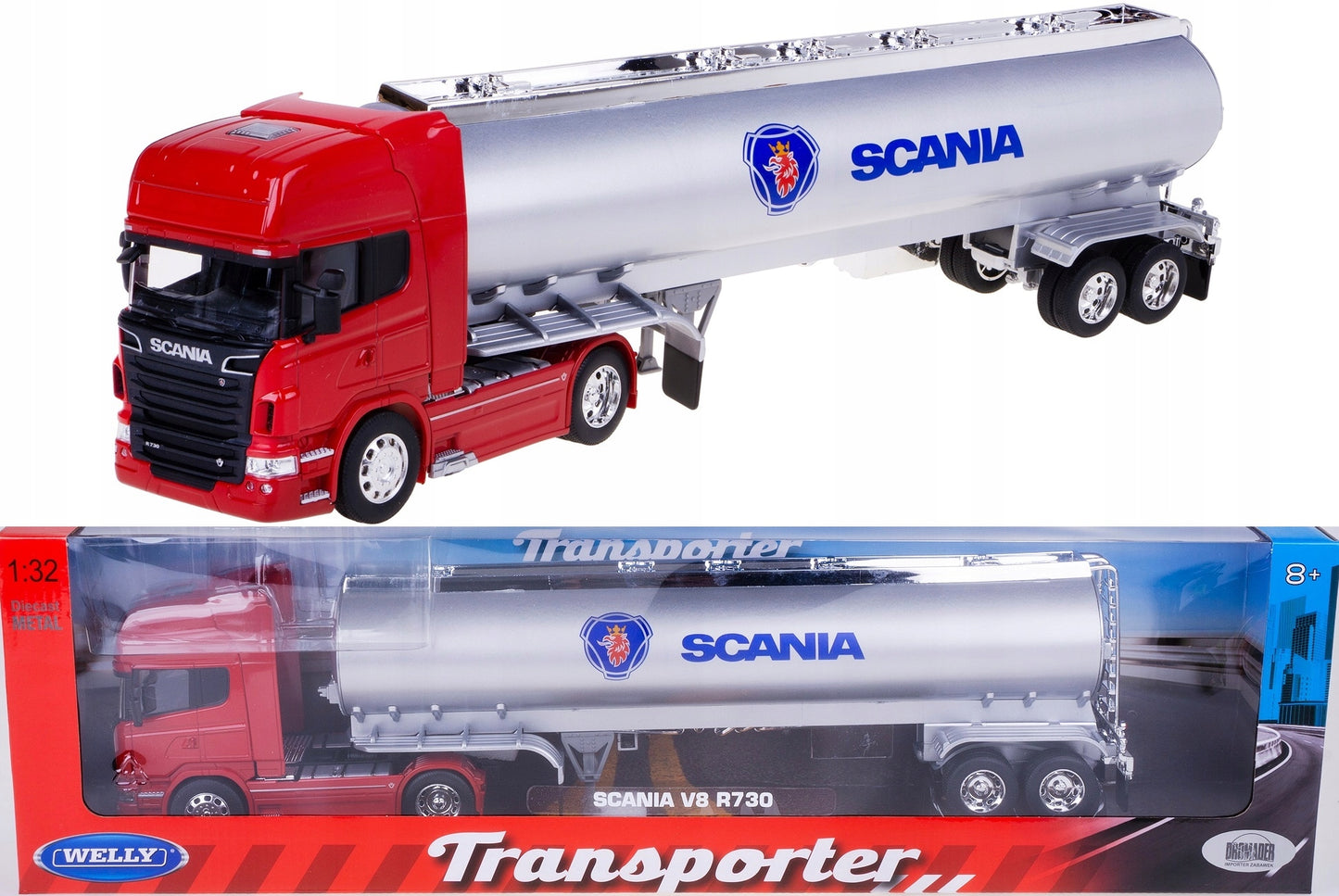 Camion Cap Tractor Scania cu remorca-cisterna - 1/32 Welly