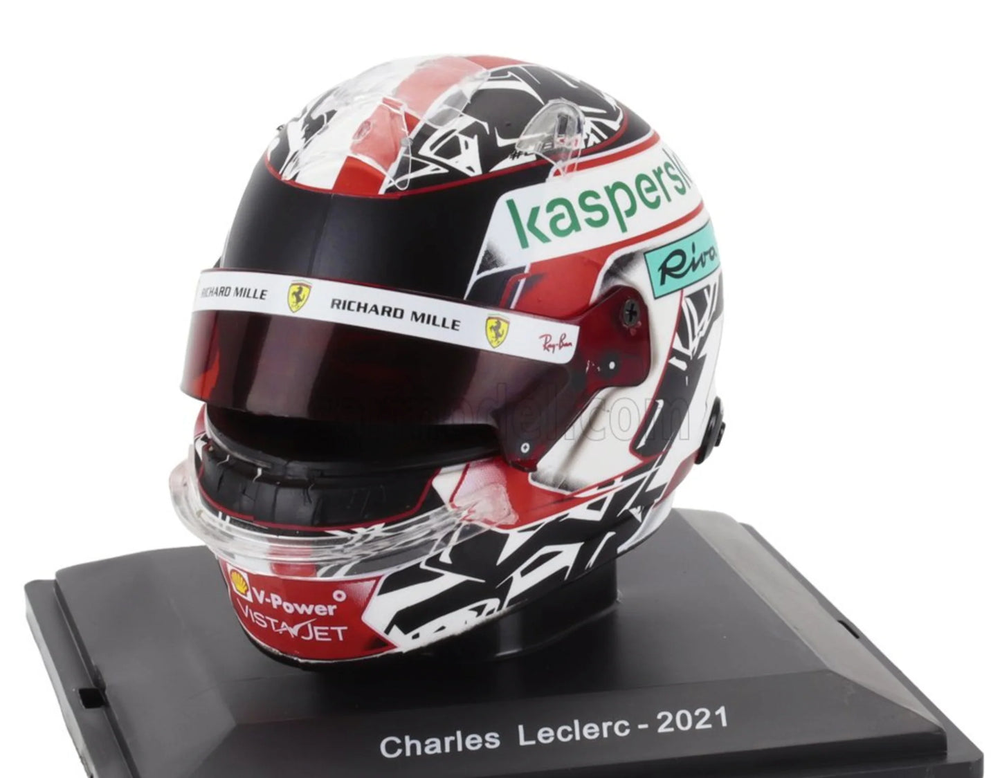 Casca Charles Leclerc #16 Scuderia Ferrari SF21 formula 1 2021 cu vitrina plexiglass - 1/5 Spark