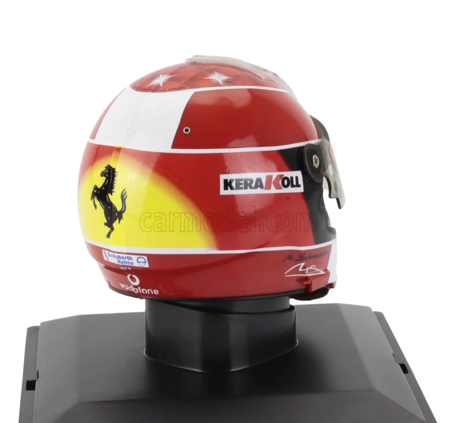 Casca M. Schumacher #1 Ferrari 2001B Formula 1 World Champion 2002 cu vitrina plexiglass - 1/5 Spark