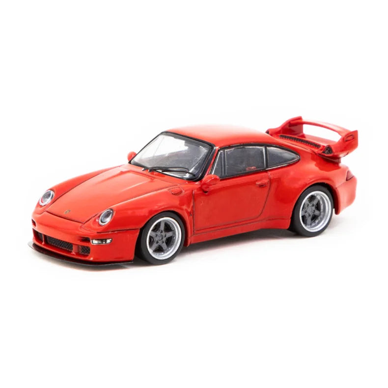 Porsche 993 remastered by gunther werks rosu cu vitrina plexiglass - 1/64 Tarmac