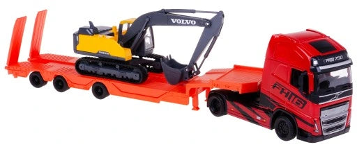 Transportor 40cm Volvo FH16 cu excavator Volvo - 1/43 Bburago
