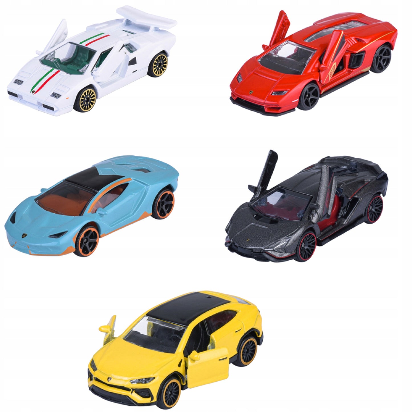 Set 5 masinute metalice Lamborghini - 1/64 Majorette