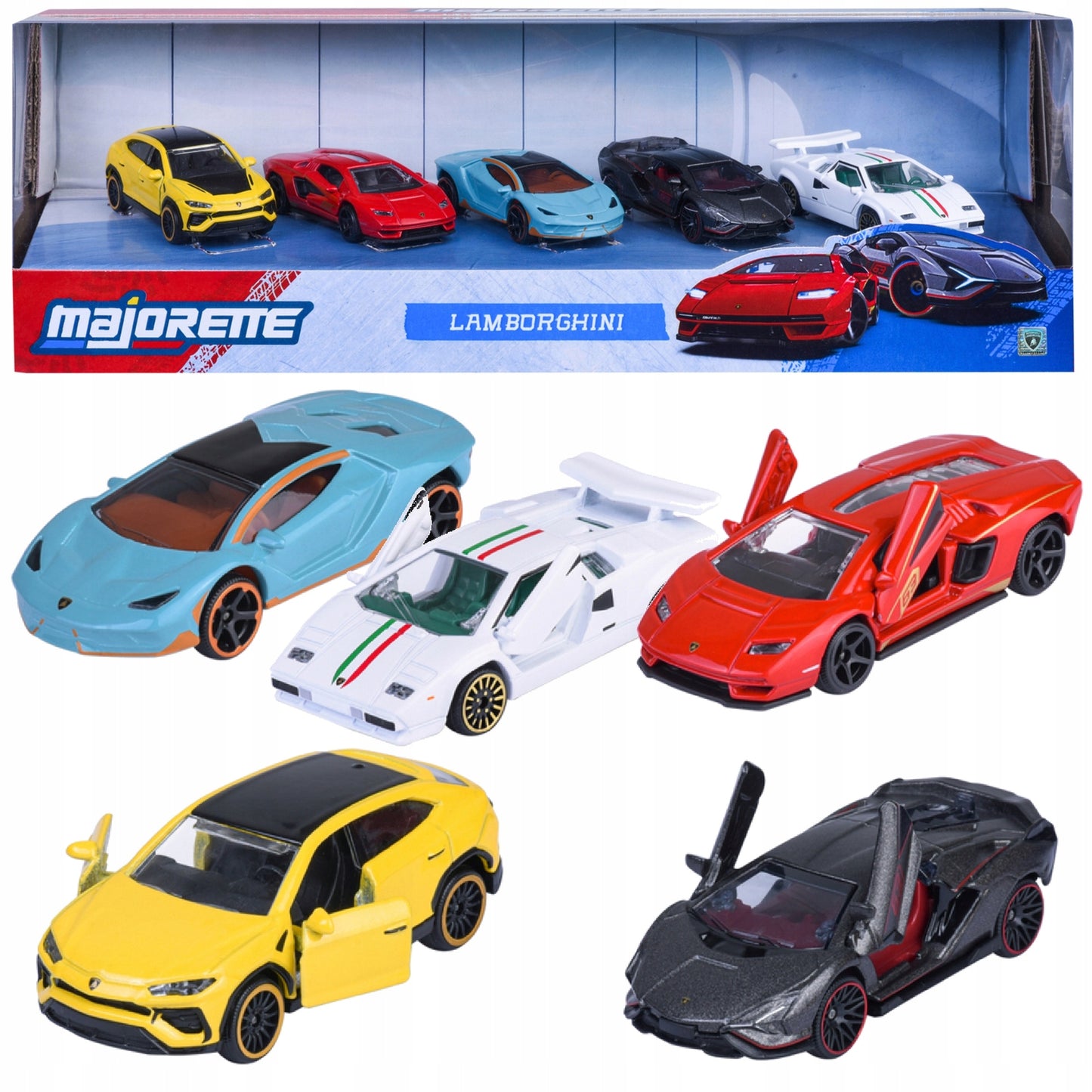 Set 5 masinute metalice Lamborghini - 1/64 Majorette