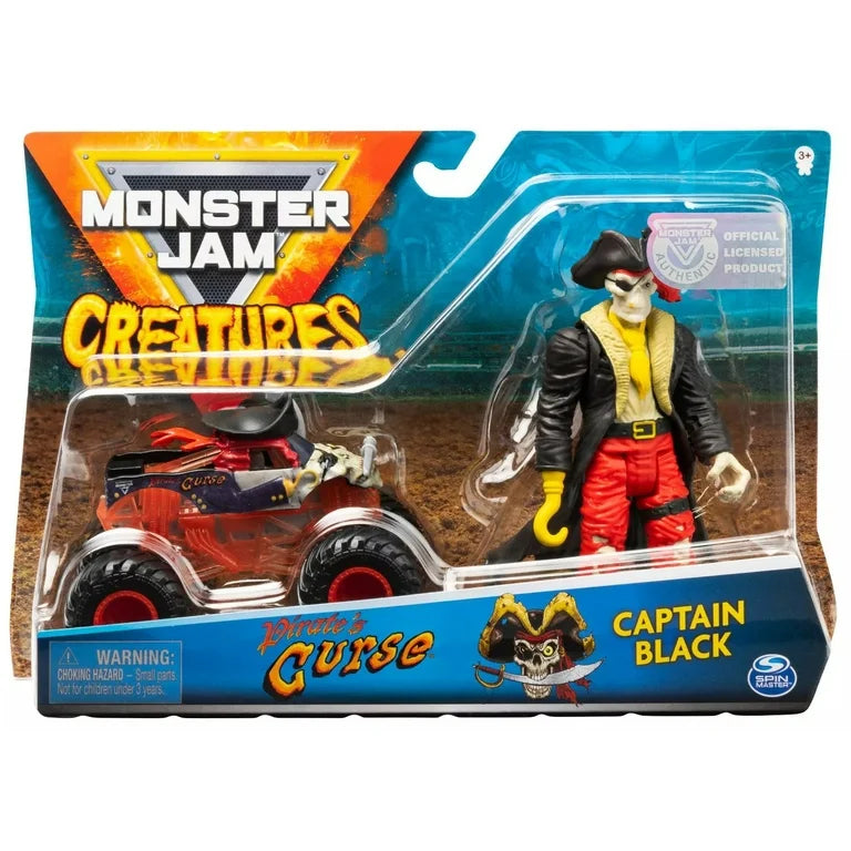 Set Monster Jam- Masinuta Pirate's Curse si figurina Captain Black