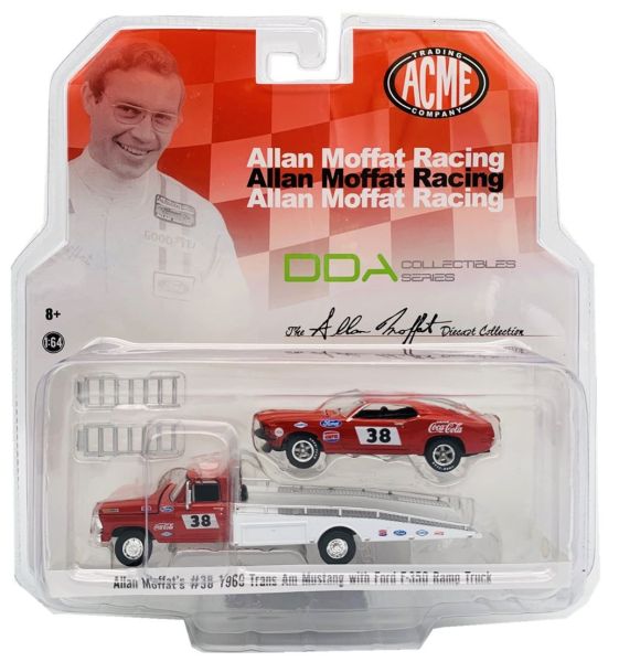 Set 2 masinute -Allan Moffat's #38 1969 Trans Am Mustang cu Ford F-350 Ramp Truck - 1/64 Greenlight