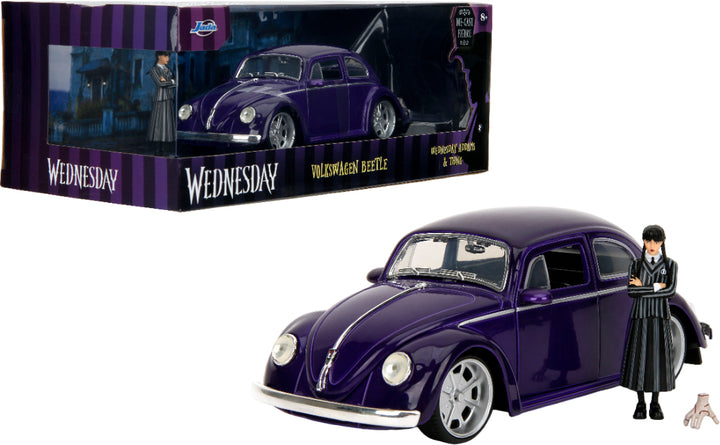 Volkswagen Beetle cu figurina Wednesday - 1/24 Jada