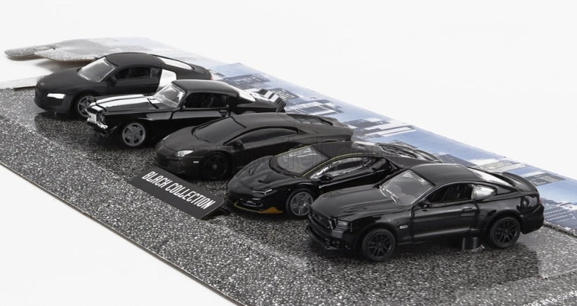 Set 5 masinute metalice Black Edition - 1/64 Bburago