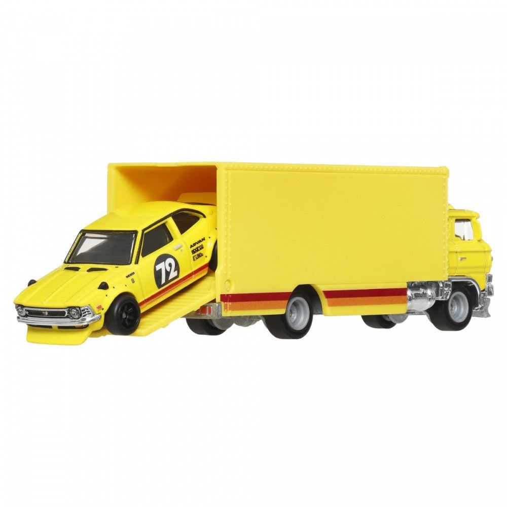 Set Transportor Sakura Sprinter cu masinuta Toyota Corolla Levin 1972 - 1/64 Hot Wheels Premium