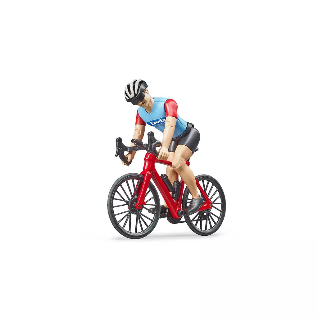 BRUDER 63110 - Figurina ciclist cu bicicleta de curse