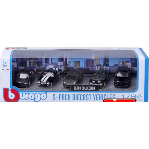 Set 5 masinute metalice Black Edition - 1/64 Bburago