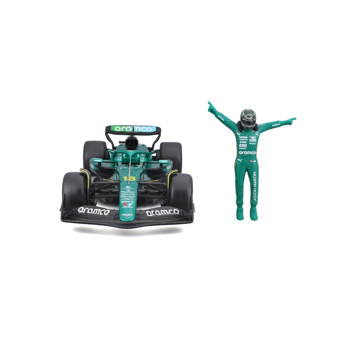 Formula 1 AMR25 Lance Stroll #18 cu figurina - 1/24 Bburago
