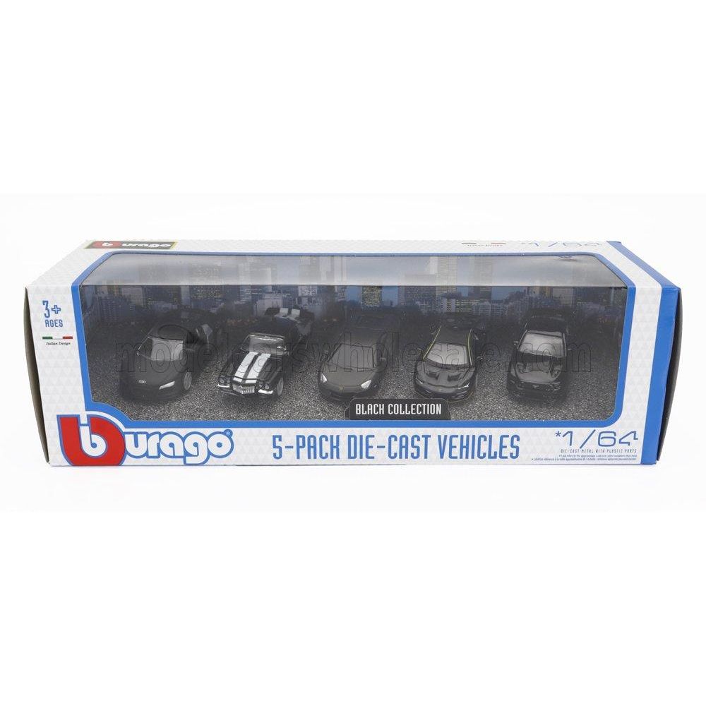 Set 5 masinute metalice Black Edition - 1/64 Bburago