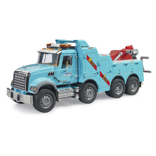 BRUDER 02831 - Camion de remorcare Bruder MACK Granite cu lumini si sunet, macara si troliu