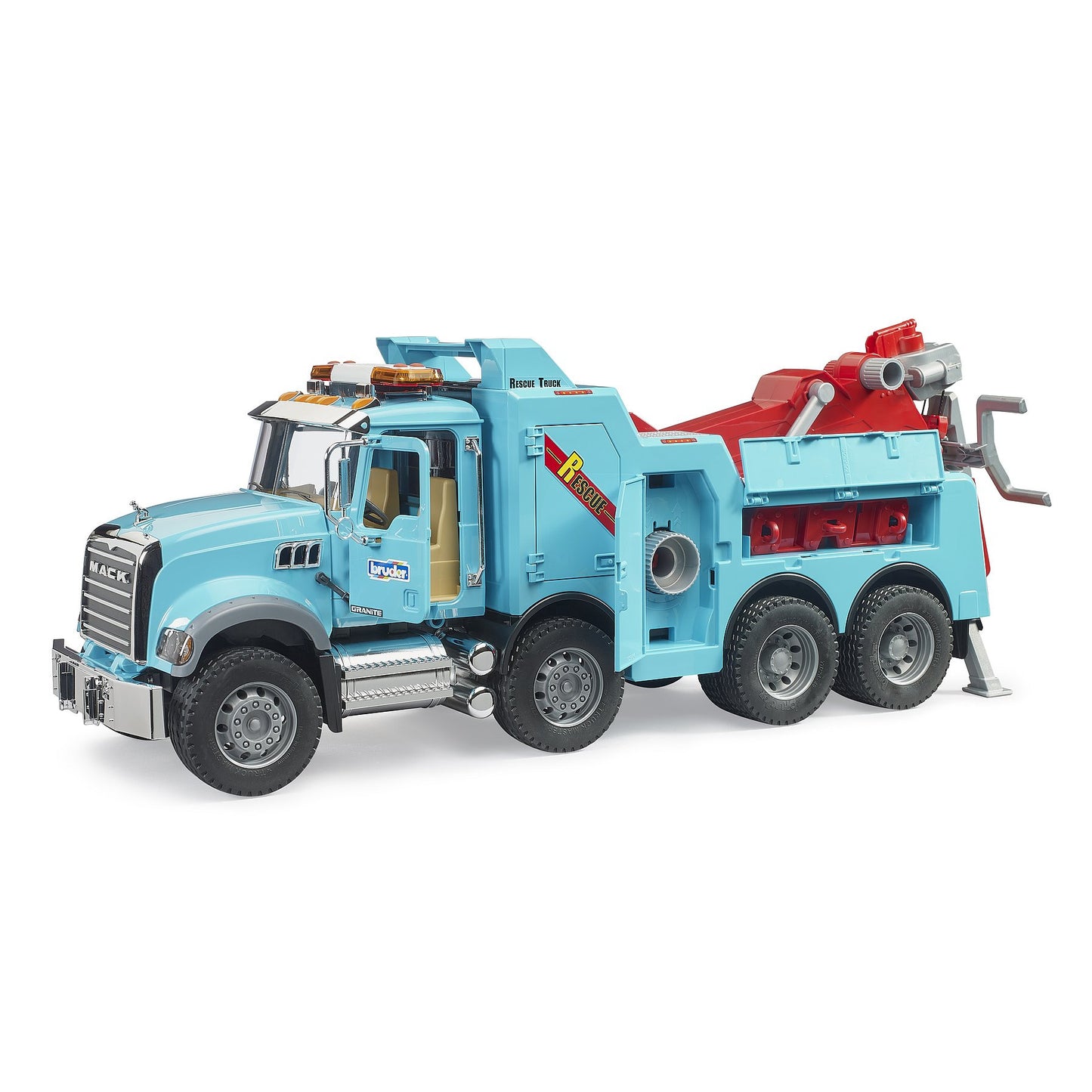 BRUDER 02831 - Camion de remorcare Bruder MACK Granite cu lumini si sunet, macara si troliu