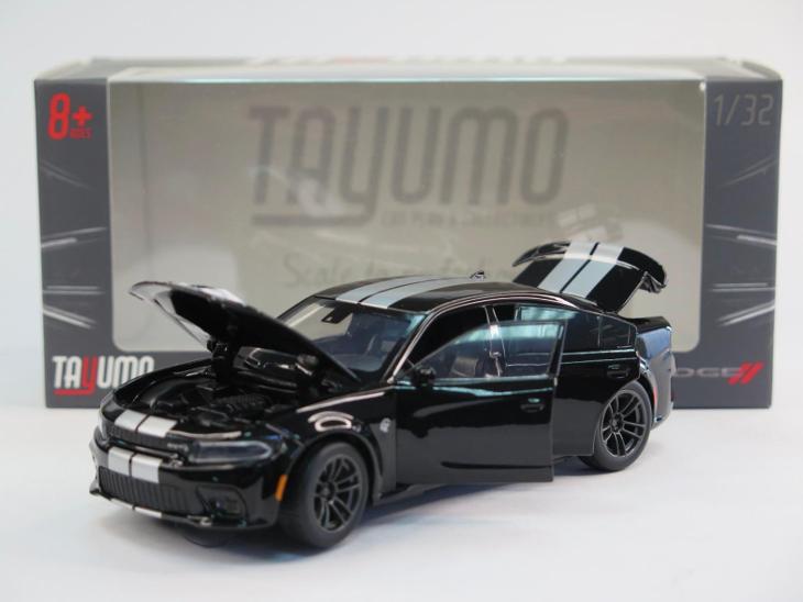 Dodge Charger negru cu dungi argintii - 1/32 Tayumo