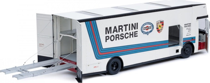 Mercedes-Benz O 317 Renntransporter Porsche Martini Racing - 1/18 Schuco