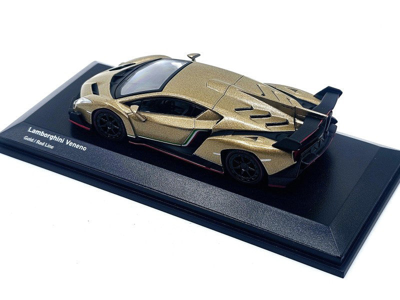 Lamborghini Veneno gold cu vitrina plexiglass - 1/64 Kyosho
