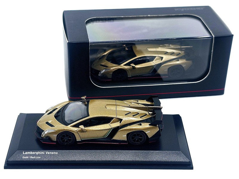 Lamborghini Veneno gold cu vitrina plexiglass - 1/64 Kyosho