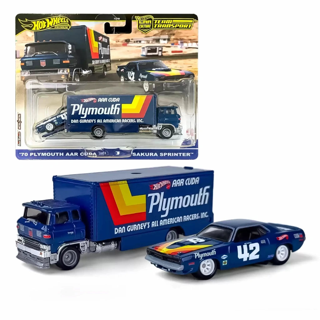 Set 2 machete Sakura Sprinter si Plymouth AAR Cuda 1970 - 1/64 Hot Wheels Premium