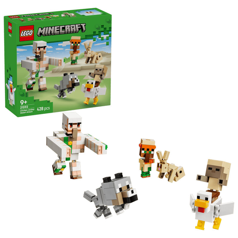LEGO Minecraft 21592 -  Atac in desert cu un jocheu de gaini (428 piese)