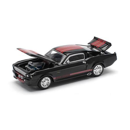 Shelby Mustang GT500 negru cu dungi rosii - 1/64 Pop Race