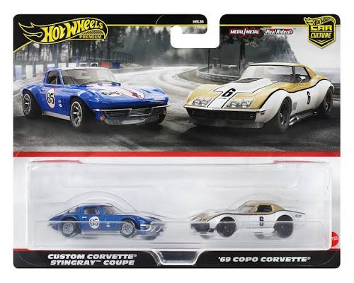 Set 2 machete Custom Corvette Stingray Coupe si Copo Corvette 1969 - 1/64 Hot Wheels Premium