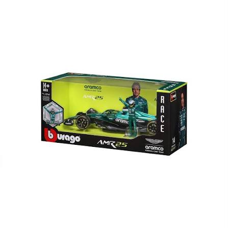 Formula 1 AMR25 Fernando Alonso #14 cu figurina - 1/24 Bburago