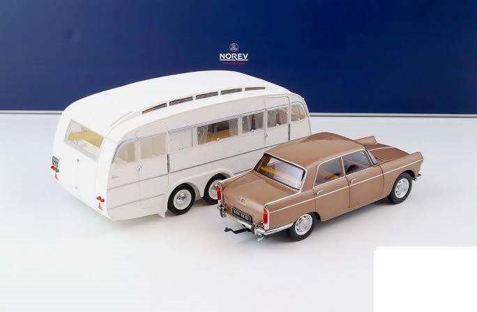 Peugeot 404 din 1965 si rulota - 1/18 Norev