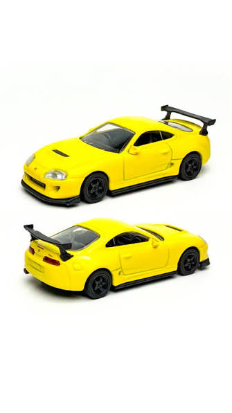 Toyota Supra 1995 galbena cu vitrina plexiglass - 1/64 Majorette