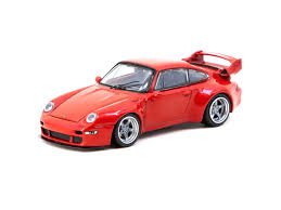 Porsche 993 remastered by gunther werks rosu cu vitrina plexiglass - 1/64 Tarmac