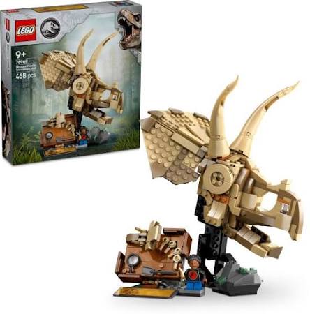 LEGO Jurassic World 76969 - Fosile de dinozaur: craniu de Triceratops (468 piese)
