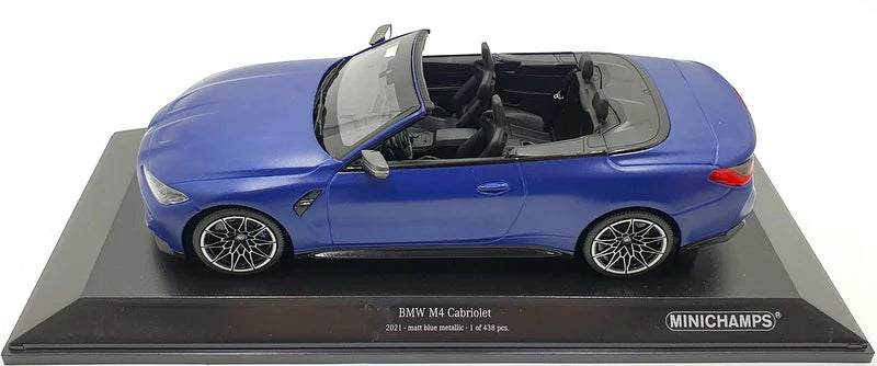 BMW M4 Cabriolet 2021 albastru mat 1/438pcs - 1/18 Minichamps