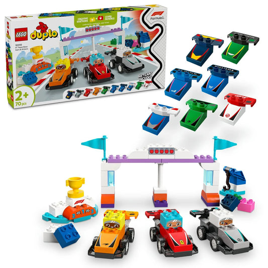 LEGO DUPLO 10445 - Echipa F1 Masini si piloti de curse (70 piese)