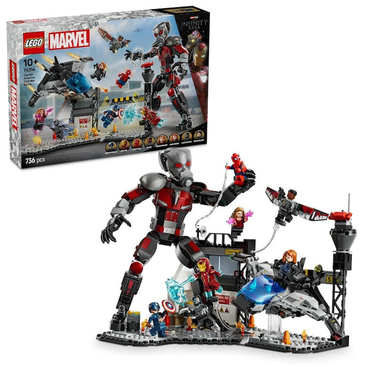 LEGO Marvel 76314 - Batalia plina de actiune din Capitanul America: Razboi civil (736 piese)